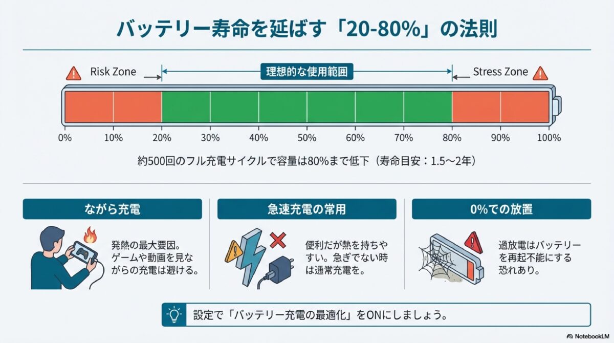 バッテリー寿命を延ばす「20-80％」の法則