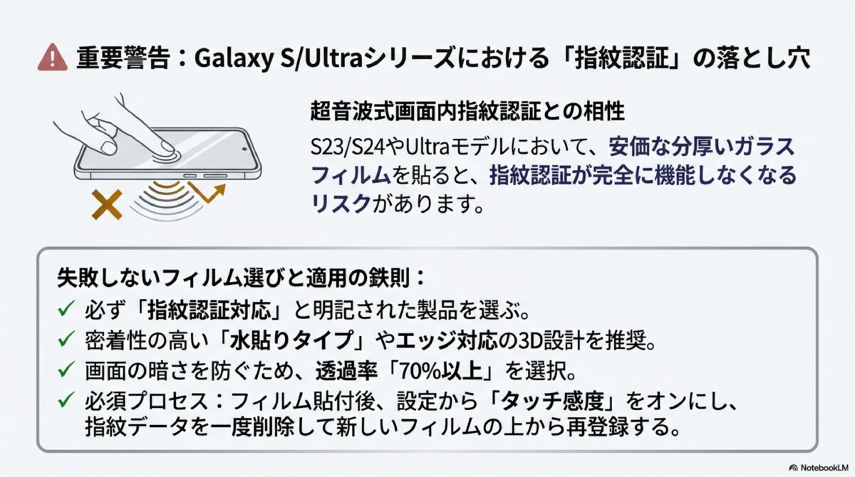 重要警告：Galaxy S/Ultraシリーズにおける「指紋認証」の落とし穴