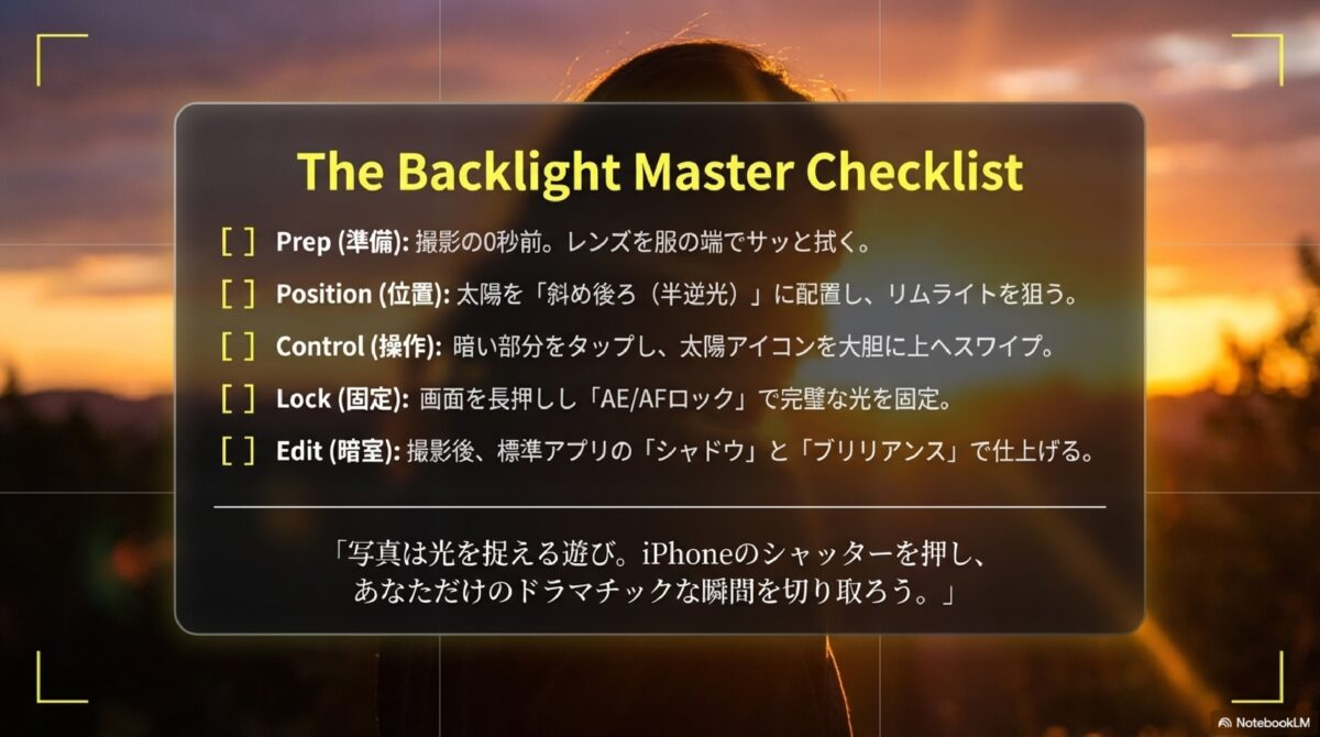 逆光撮影をマスターするチェックリスト