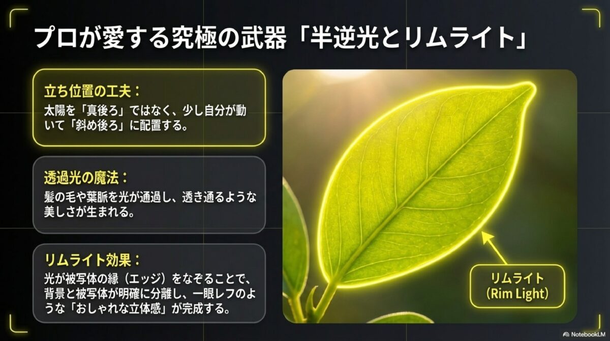 プロが愛する究極の武器「半逆光とリムライト」