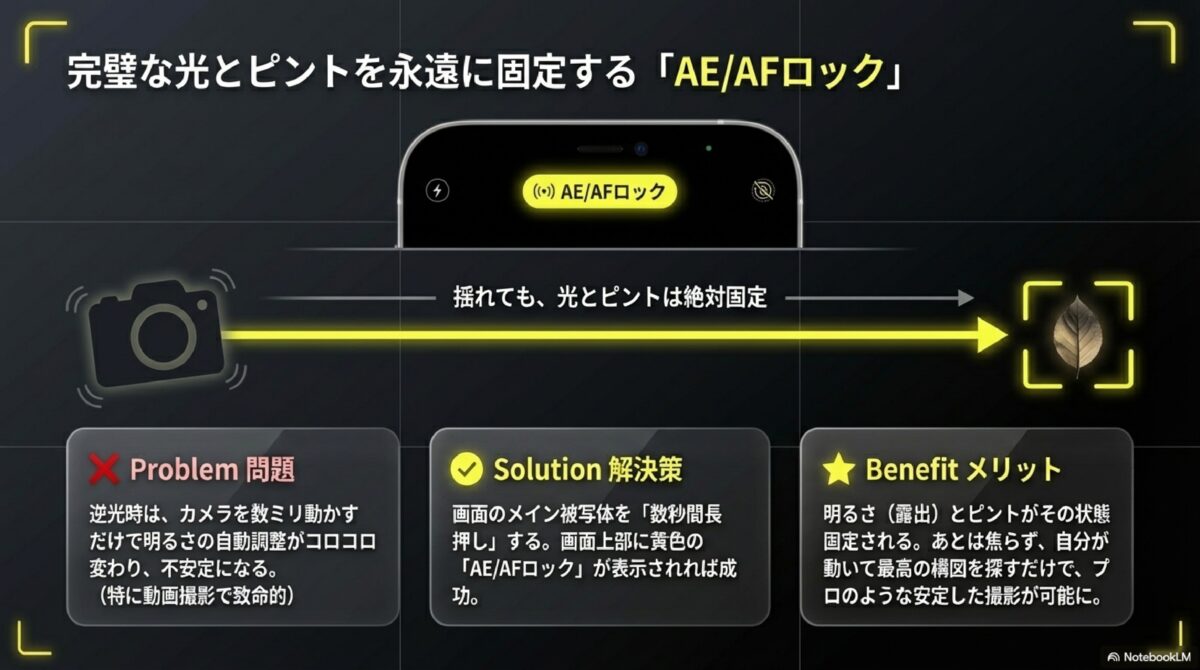 完璧な光とピントを永遠に固定する「AE/AFロック」