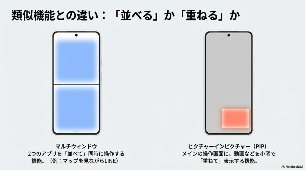 類似機能との違い：「並べる」か「重ねる」か