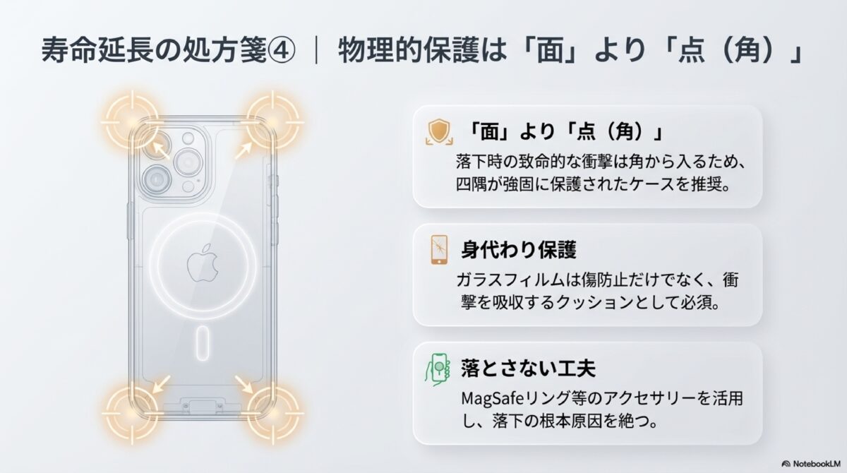 寿命延長の処方箋④｜物理的保護は「面」より「点（角）」