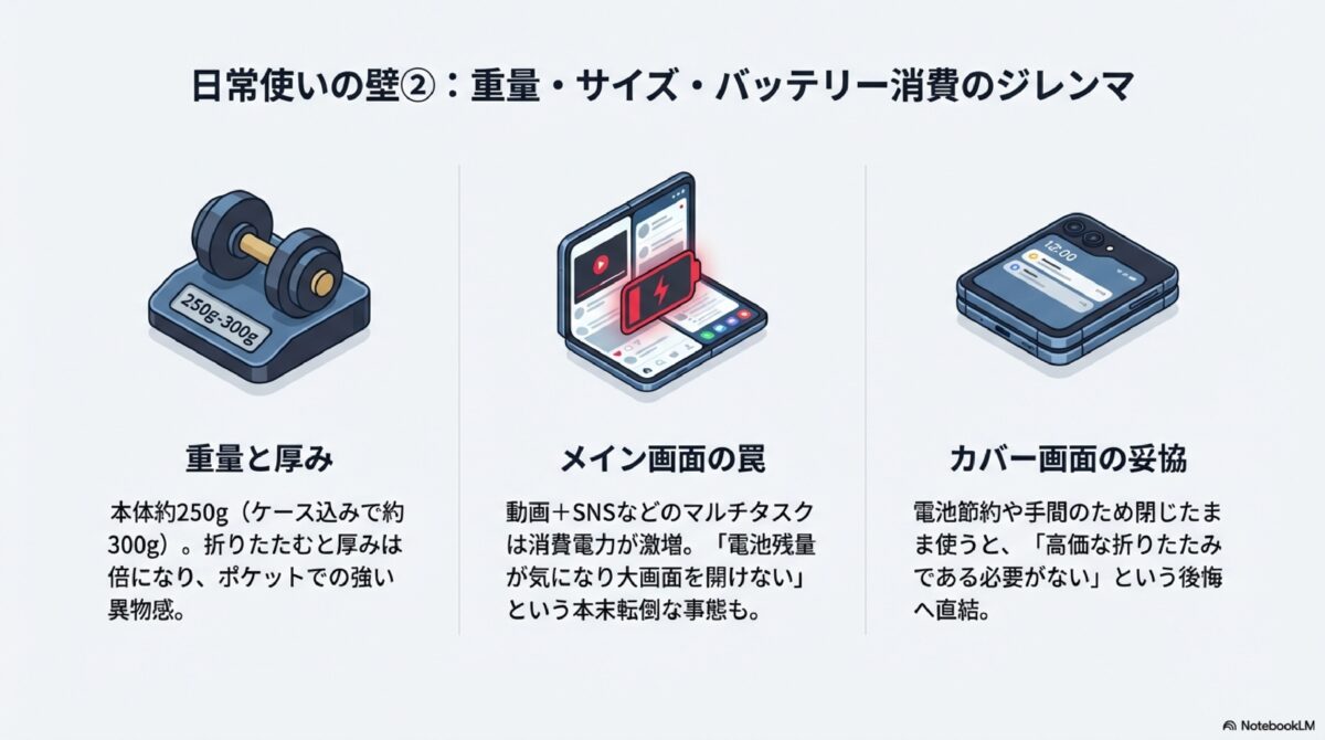 日常使いの壁②：重量・サイズ・バッテリー消費のジレンマ